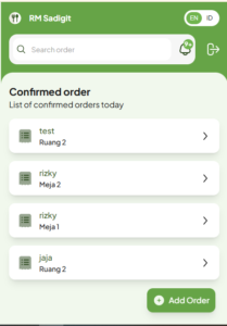 membuat pesanan di waiter daftarmenu.com